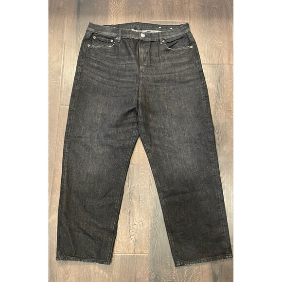 Women's American Eagle Real Good Black Jeans Straight Tapered 90s Style Size 16 - Picture 1 of 6